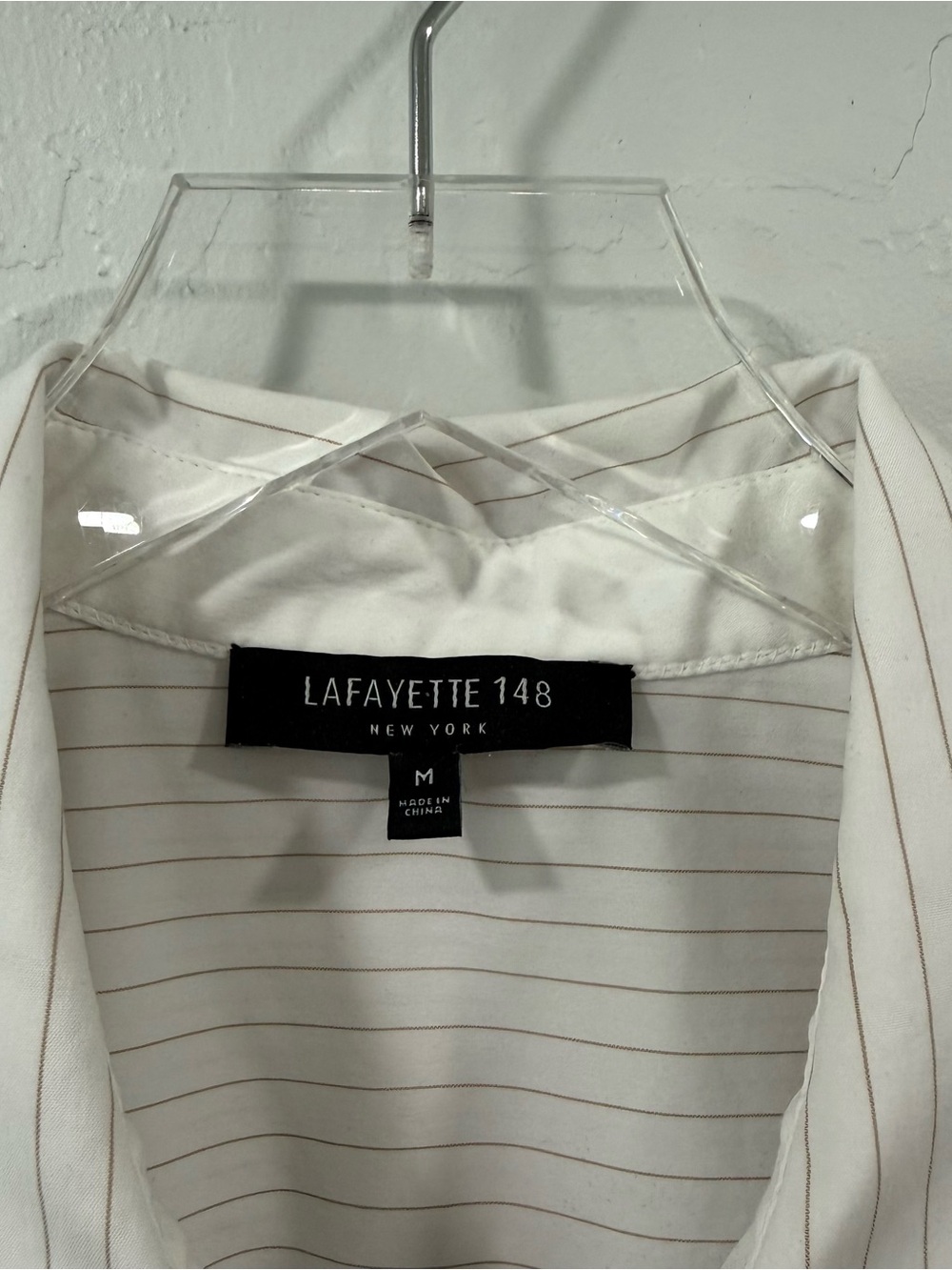 Lafayette 148 Pinstripe Button Down Untucked Size M - Picture 3 of 7